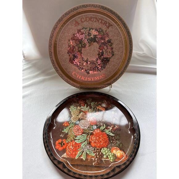 VTG Daher Decorated Ware Vanitas Painting 13” Round Metal Tray England/wreath - Picture 1 of 5